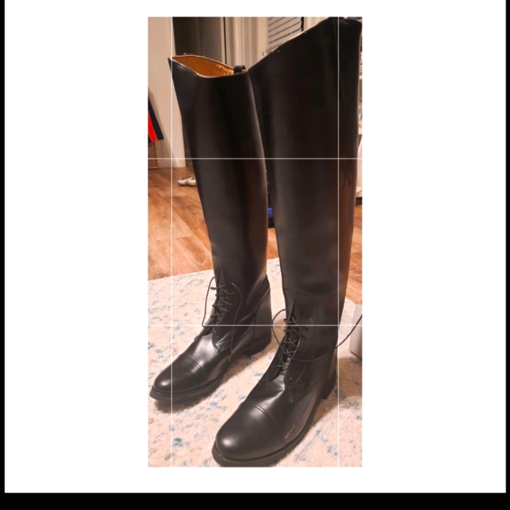 Tall black L'Cord leather field riding boots